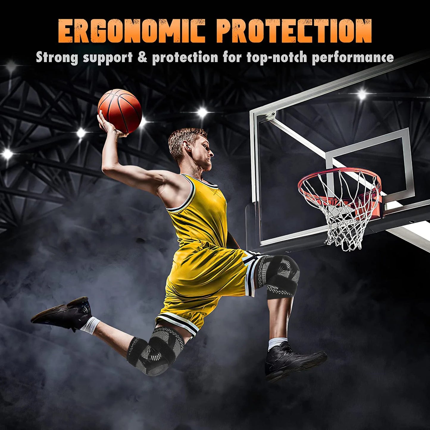 Sports Knee Protector Men's Knee Silicone Protective Fitness Basketball Jump Rope Knee Protector Warm Leg Protector Patella Belt