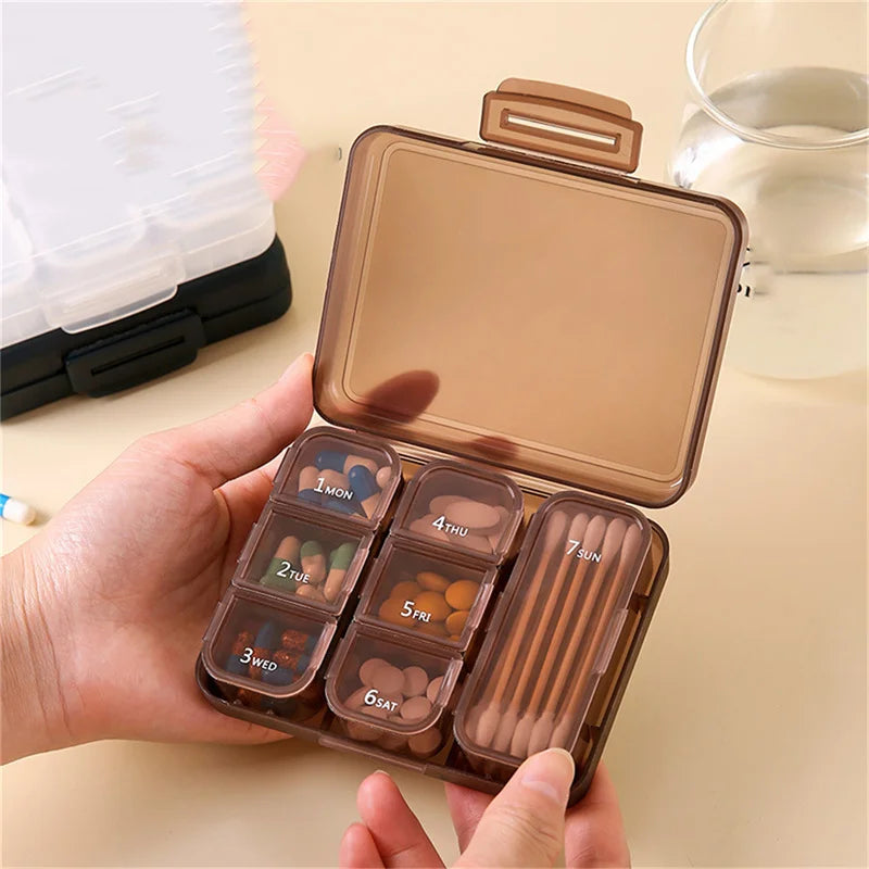 1 Set Pill Box 7 Days Organizer 21 Grids 3 Times One Day Portable Travel With Large Compartments For Vitamins Medicine Fish Oils