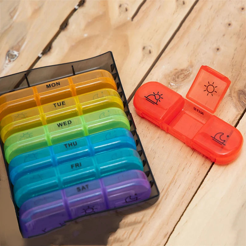 1 Set Pill Box 7 Days Organizer 21 Grids 3 Times One Day Portable Travel With Large Compartments For Vitamins Medicine Fish Oils