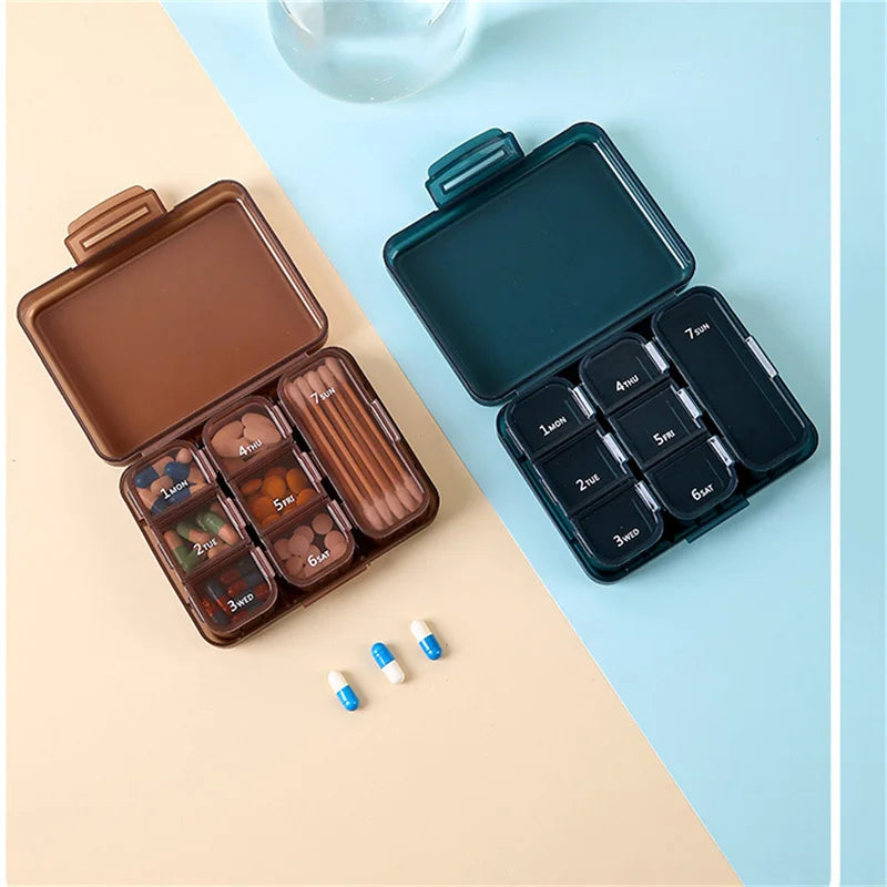 1 Set Pill Box 7 Days Organizer 21 Grids 3 Times One Day Portable Travel With Large Compartments For Vitamins Medicine Fish Oils