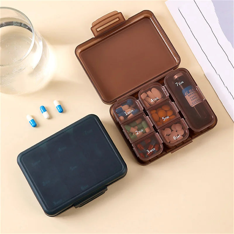 1 Set Pill Box 7 Days Organizer 21 Grids 3 Times One Day Portable Travel With Large Compartments For Vitamins Medicine Fish Oils