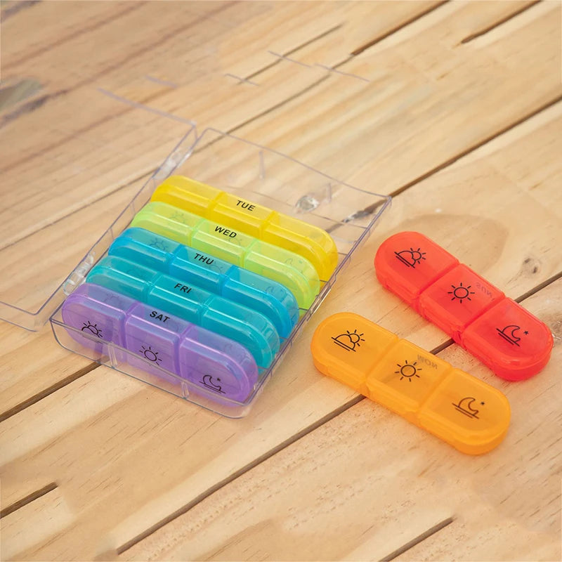 1 Set Pill Box 7 Days Organizer 21 Grids 3 Times One Day Portable Travel With Large Compartments For Vitamins Medicine Fish Oils