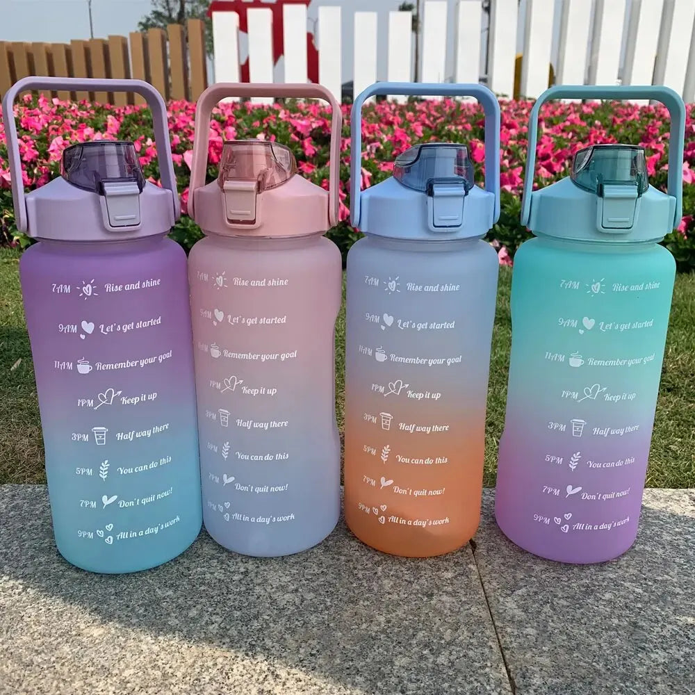 3Pcs Gradient Large Capacity Plastic Cup Set Portable Sports Water Bottle for Outdoor Travel Gym Fitness Student Use