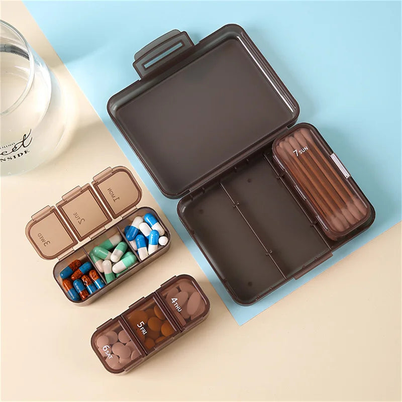 1 Set Pill Box 7 Days Organizer 21 Grids 3 Times One Day Portable Travel With Large Compartments For Vitamins Medicine Fish Oils