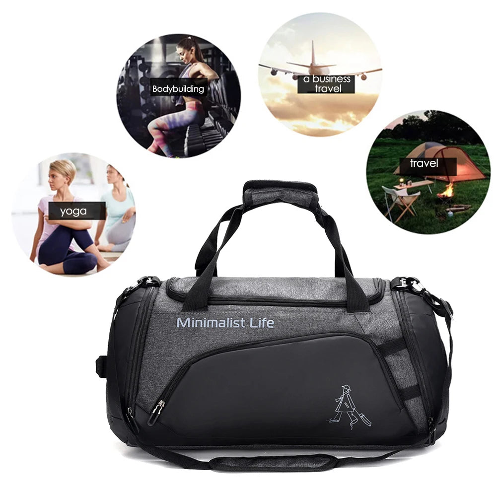 Waterproof Nylon Gym Bags Outdoor Yoga Sports Training Handbag Men Women Fitness Travel Storage Sport Bags Dry Wet Separation